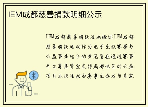 IEM成都慈善捐款明细公示